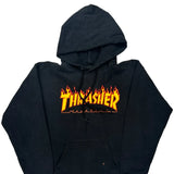 Flame Logo Thrasher Graphic Hoodie - Medium Black Cotton Blend