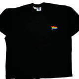 Rainbow Flag Embroidery Lee T-Shirt - 3XL Black Cotton