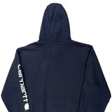 Carhartt Spellout Hoodie - Large Navy Cotton