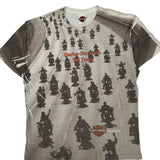 Harley Davidson Graphic T-Shirt - Medium White Cotton