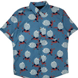 Rugby University Floral Short Sleeve Shirt - XL Red Cotton