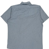 Red Kap Striped Short Sleeve Shirt - Medium Blue Polyester Blend