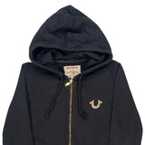 Buddha Playing Guitar Graphic True Religion Graphic Full Zip Hoodie - Medium Black Cotton