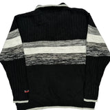 Southpole Striped Sweater - Large Gray Acrylic