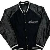 American Flag Steve & Barry Graphic Varsity Jacket - Medium Gray Leather