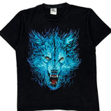 Wolf Design Thrift Shop Graphic T-Shirt - Large Black Cotton
