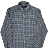 Slim Fit Polo By Ralph Lauren Checked Shirt - Medium Blue Cotton