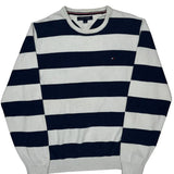Tommy Hilfiger Striped Sweater - Medium Navy Cotton