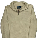 Polo By Ralph Lauren 1/4 Zip - Small Cream Cotton