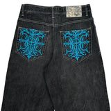 Southpole Graphic Denim Shorts - 33W 12L Black Denim
