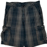 Wrangler Checked Cargo Shorts - 32W 10L Black Cotton