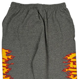 Flame Design Thrasher Graphic Joggers - Medium Gray Polyester Blend