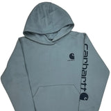 Age 14-16 Carhartt Spellout Hoodie - Large Blue Cotton