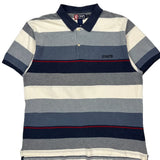Chaps Ralph Lauren Striped Polo Shirt - 2XL Blue Cotton