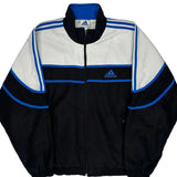 Adidas Striped Track Jacket - Large Blue Polyester