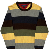 Tommy Hilfiger Striped Sweater - Medium Multicoloured Cotton