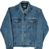 Harley Davidson Graphic Denim Jacket - Large Blue Cotton