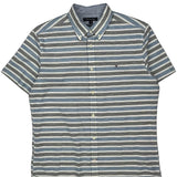 Tommy Hilfiger Striped Short Sleeve Shirt - Large Blue Cotton