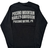 Pocono Mountain Harley Davidson Graphic Long Sleeve T-Shirt - Medium Grey Cotton