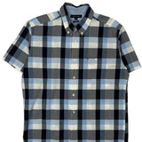 Tommy Hilfiger Checked Short Sleeve Shirt - Large Blue Cotton