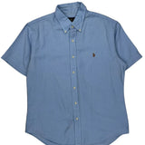 Ralph Lauren Slim Fit Short Sleeve Shirt - Large Blue Cotton