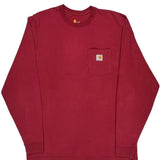 Carhartt Tall Long Sleeve T-Shirt - Large Red Cotton