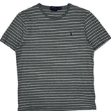 Polo By Ralph Lauren Striped T-Shirt - Large Grey Cotton