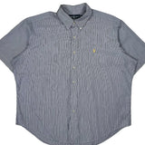 Ralph Lauren Striped Short Sleeve Shirt - 2XL Blue Cotton