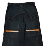 Wide Leg Unbranded Contrast Stitch Cargo Pants - 34W 29L Black Cotton