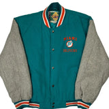 Miami Dolphins Logo Athletics Football Varsity Jacket - Large Gray Wool Blend
