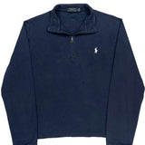 Polo By Ralph Lauren 1/4 Zip - Large Navy Cotton