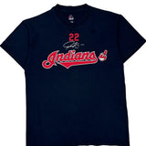 Indians Majestic Mlb T-Shirt - Medium Navy Cotton