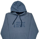Mountain Est. 1974 Marmot Hoodie - Large Blue Cotton Blend
