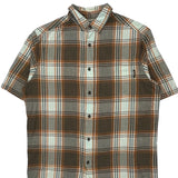 Woolrich Checked Short Sleeve Shirt - Large Brown Cotton