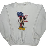 American Flag Disney Cartoon Sweatshirt - XL White Cotton