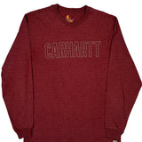 Carhartt Spellout Long Sleeve T-Shirt - Medium Red Cotton