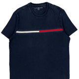 Tommy Hilfiger Striped T-Shirt - Small Navy Cotton