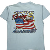 Single Stitch Dirt Track Racing Signal Graphic T-Shirt - Medium Blue Cotton