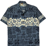 Winnie Fashion Floral Hawaiian Shirt - Large Blue Cotton