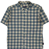 Patagonia Checked Short Sleeve Shirt - Medium Cream Cotton