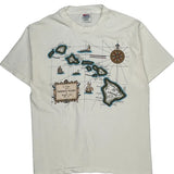 Map Of Hawaii Hanes Single Stitch T-Shirt - Large White Cotton