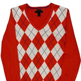 Tommy Hilfiger Argyle Jumper - Small White Cotton