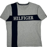 Tommy Hilfiger Spellout T-Shirt - Large Grey Cotton