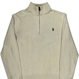 Polo By Ralph Lauren 1/4 Zip - Large Cream Cotton