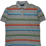 Tommy Hilfiger Striped Polo Shirt - XL Gray Cotton