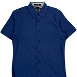Tommy Hilfiger Slim Fit Short Sleeve Shirt - Small Blue Cotton