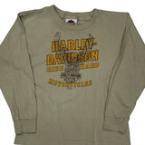 Harley Davidson Graphic Long Sleeve T-Shirt - Small Beige Cotton