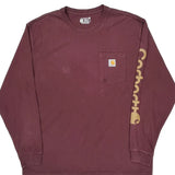 Carhartt Long Sleeve T-Shirt - XL Burgundy Cotton