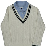 Tommy Hilfiger Striped Sweater - Large Blue Cotton
