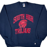 South High Trojans Russell Athletic College Sweatshirt - XL Navy Cotton